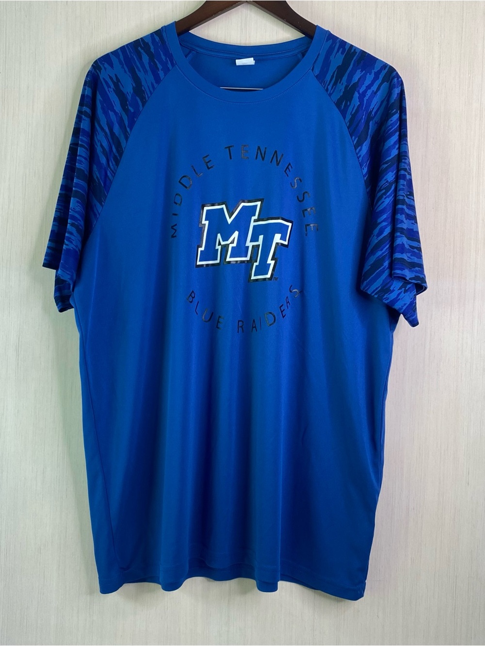 Sport-Tec Middle Tennessee Blue Raiders Drift Camo Blue Short Sleeve Shirt 2X